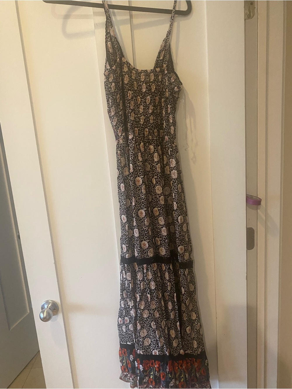 Angie Bohemian Floral Maxi Dress with Spaghetti Straps - Black & Multi - Picture 5 of 5